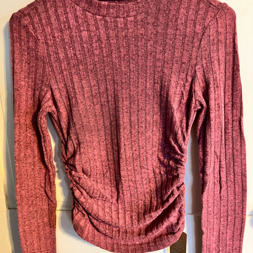 Pink Ribbed Long Sleeve Top